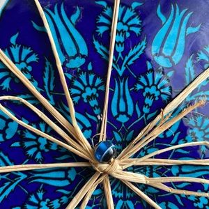 Vintage Blue Floral Tile Trivet Made In Turkey.